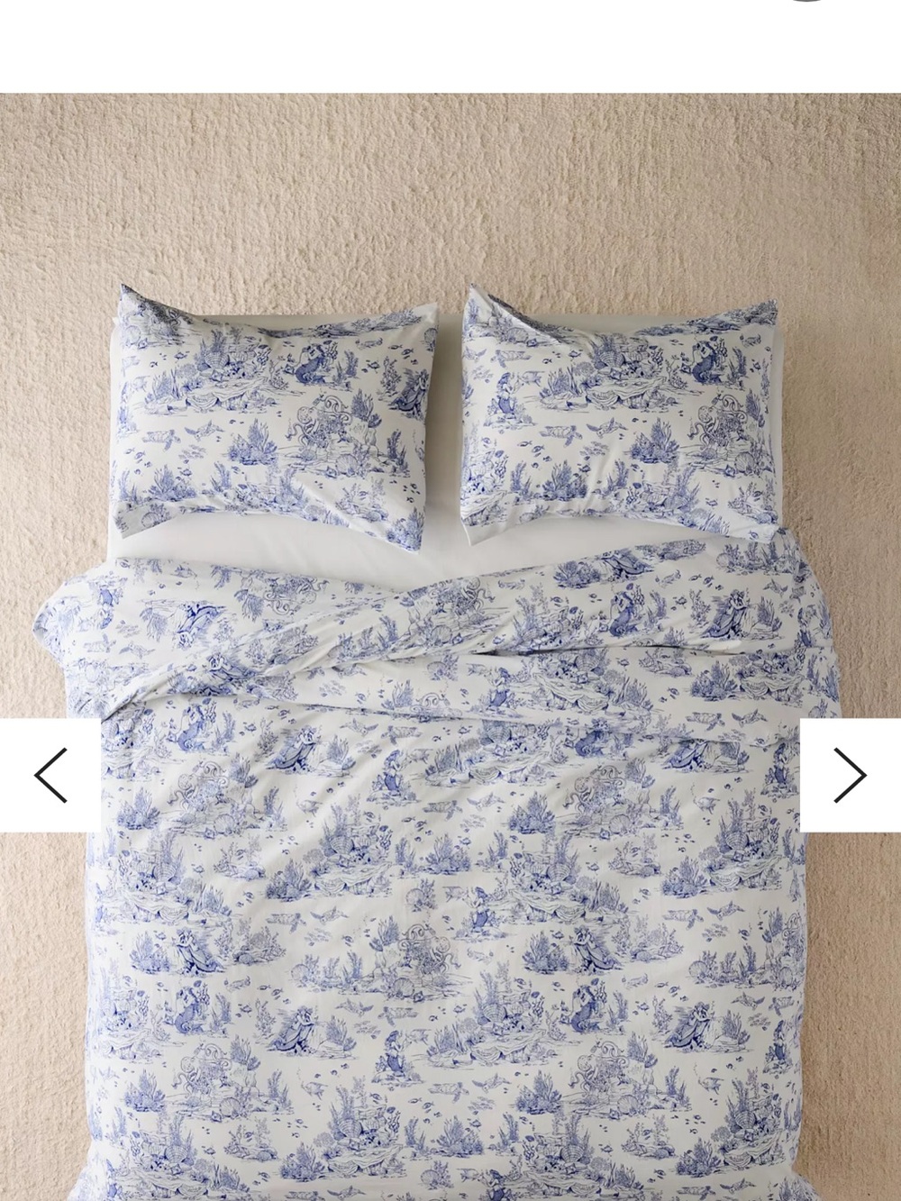 Urban outfitters Blue Toile Cotton Duvet Cover Set and sheet set. King size.